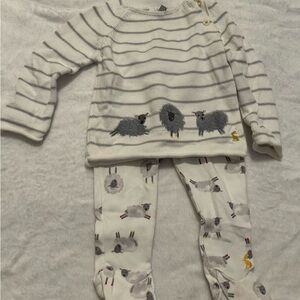 Joules Gray and White Sheep Pajama Set
